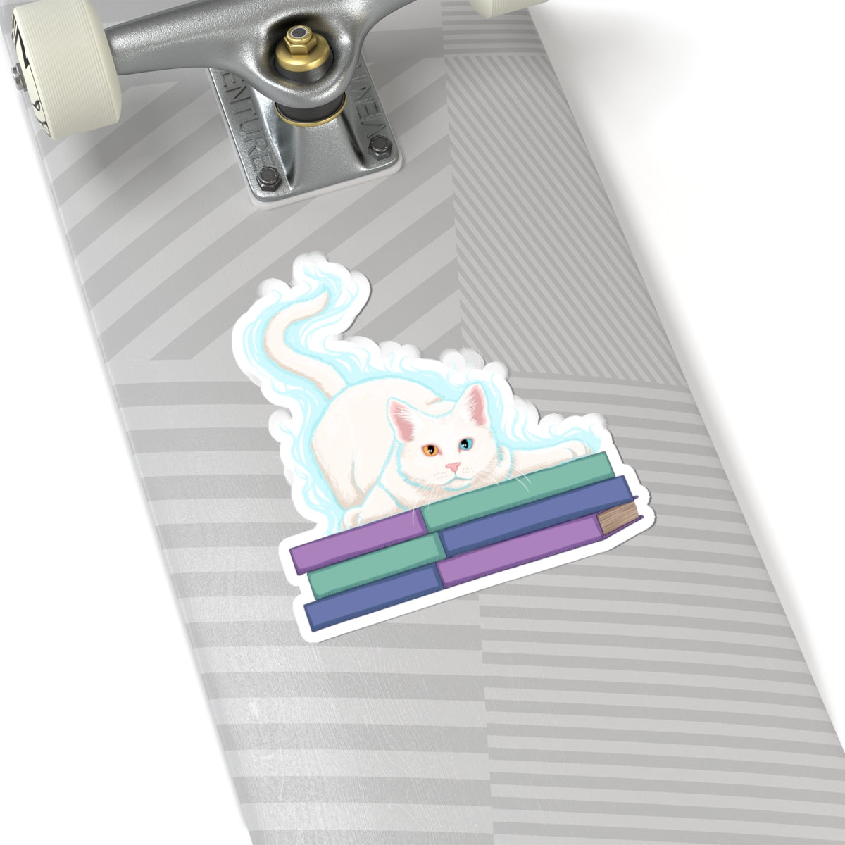 Cat and Books sticker L.A. Boruff Lucy-Fur Shadow Kiss-Cut Stickers