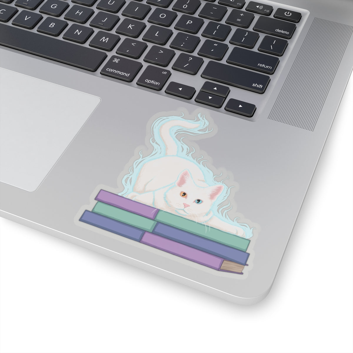 Cat and Books sticker L.A. Boruff Lucy-Fur Shadow Kiss-Cut Stickers