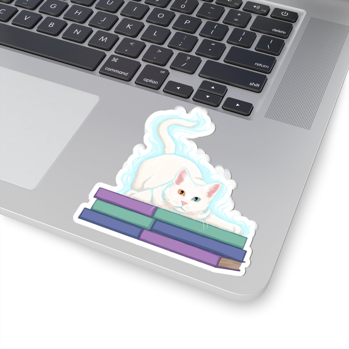 Cat and Books sticker L.A. Boruff Lucy-Fur Shadow Kiss-Cut Stickers
