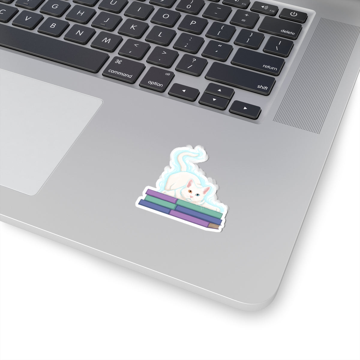 Cat and Books sticker L.A. Boruff Lucy-Fur Shadow Kiss-Cut Stickers