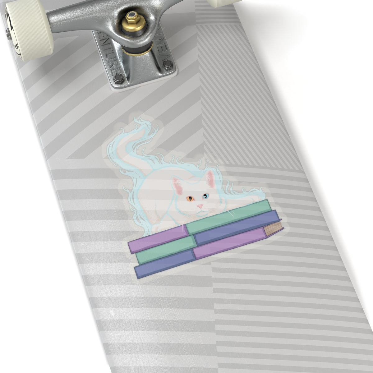 Cat and Books sticker L.A. Boruff Lucy-Fur Shadow Kiss-Cut Stickers
