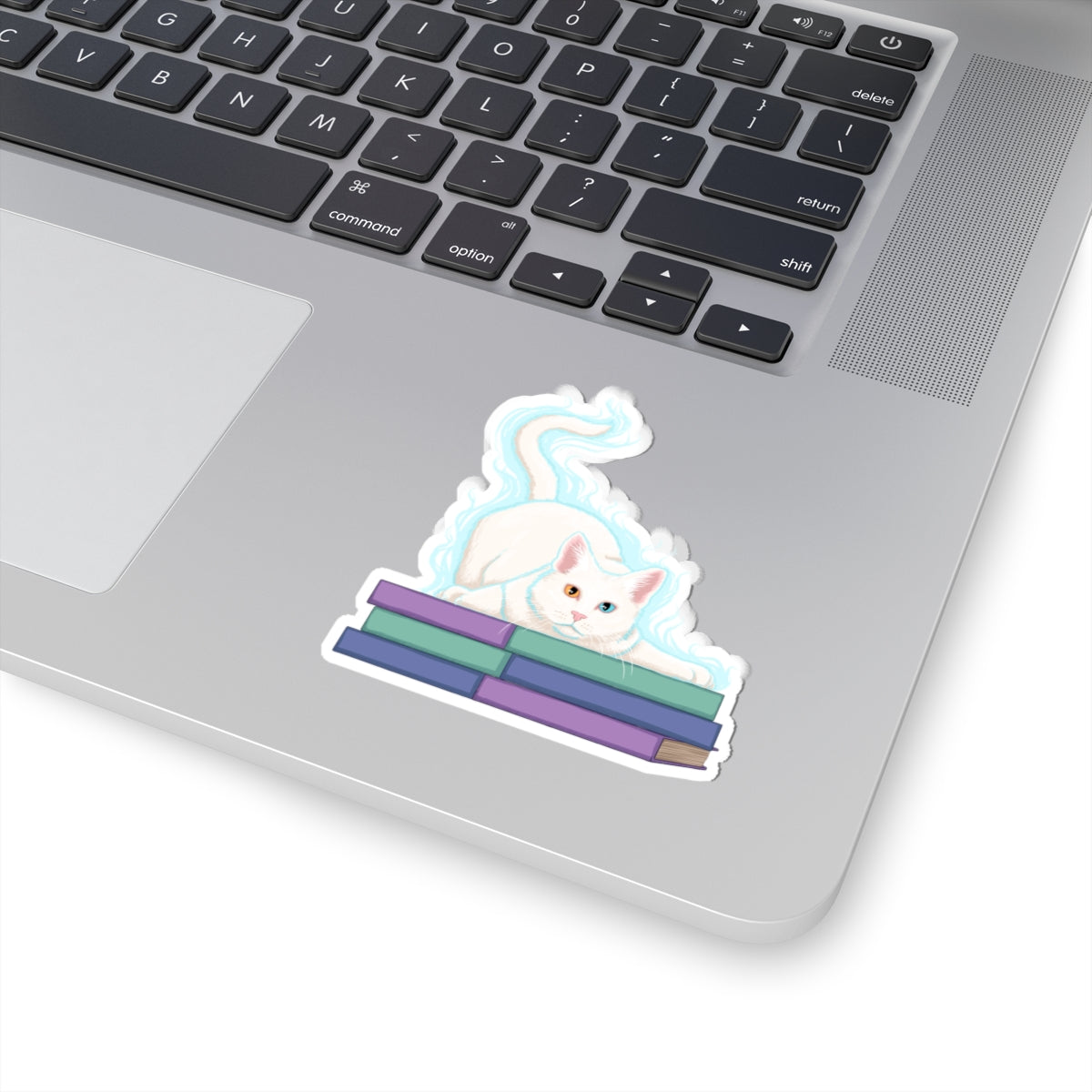Cat and Books sticker L.A. Boruff Lucy-Fur Shadow Kiss-Cut Stickers