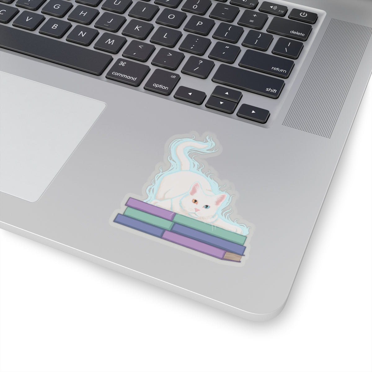 Cat and Books sticker L.A. Boruff Lucy-Fur Shadow Kiss-Cut Stickers