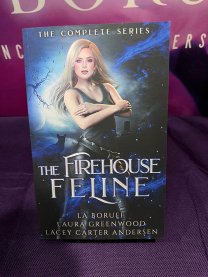 The Firehouse Feline The Complete Series Omnibus Paperback Signed by L.A. Boruff with swag pack