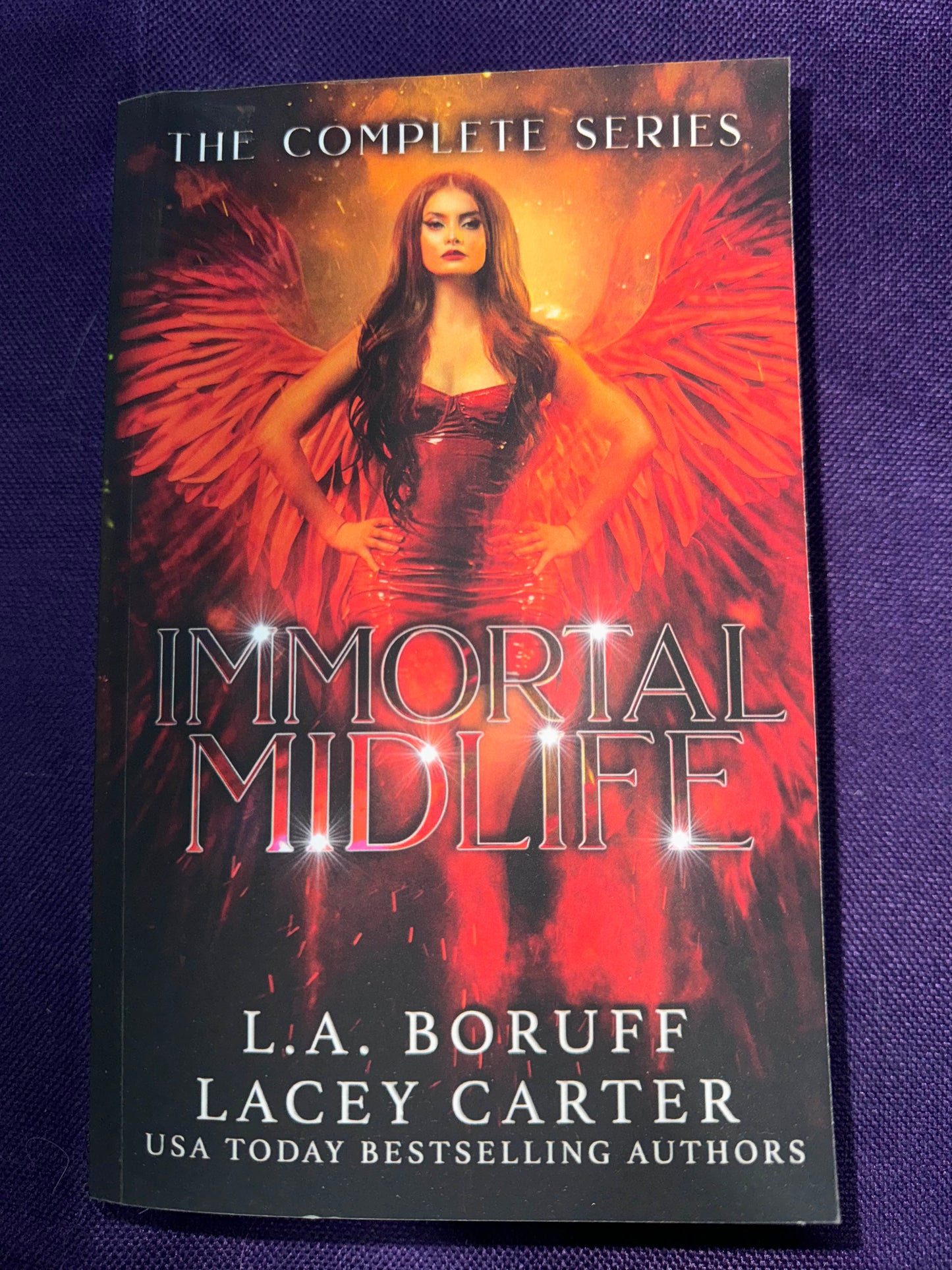 An Immortal Midlife The Complete Series Omnibus Paperback Signed by L.A. Boruff with Digital Signature by Lacey Carter