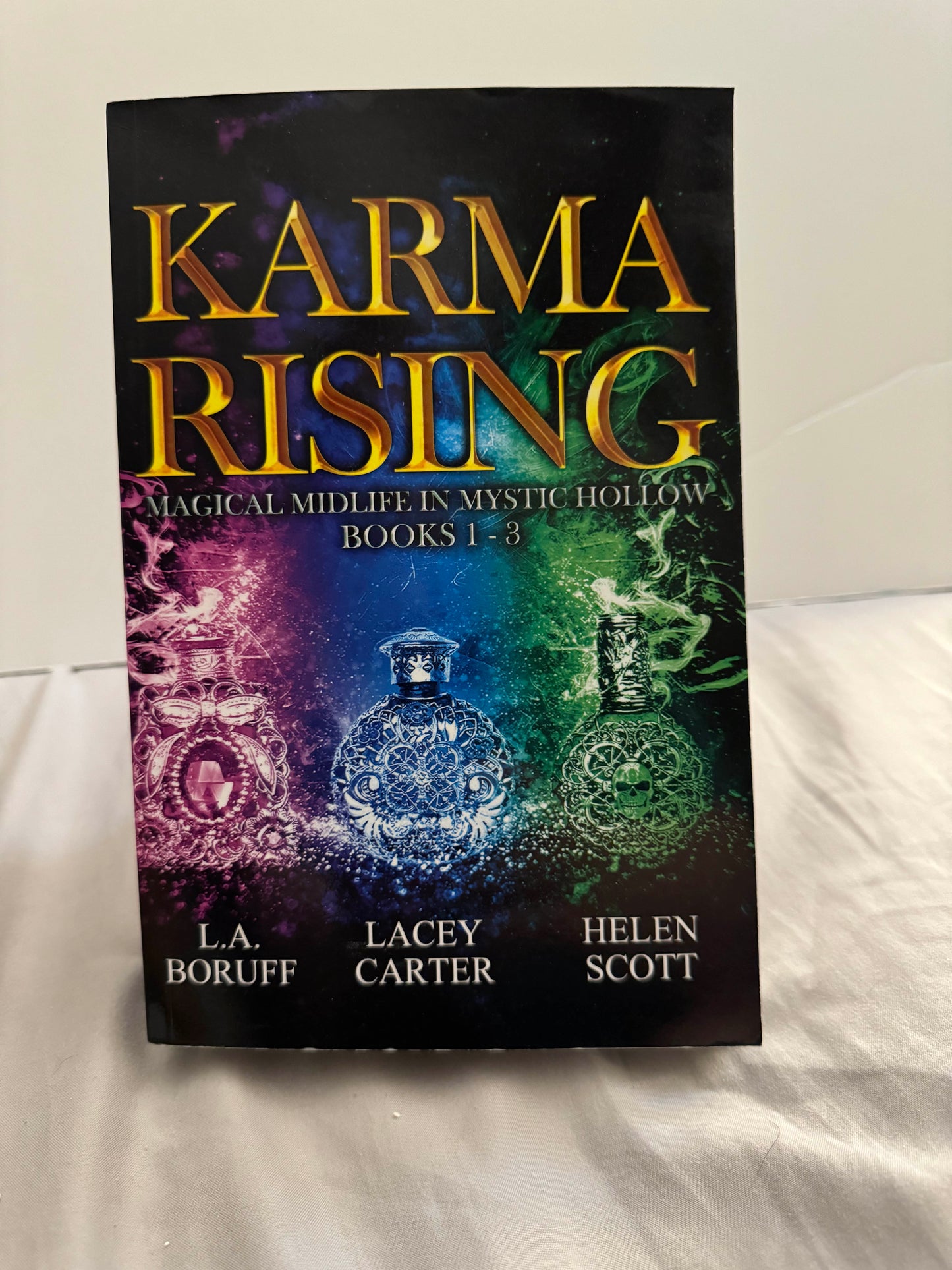 Karma Rising  Magical Midlife in Mystic Hollow Books 1-3 Omnibus Paperback Signed by L.A. Boruff with swag