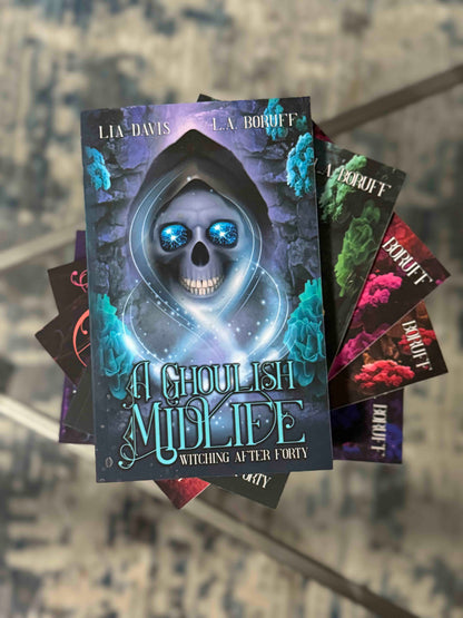 Witching After Forty Books 1-5 Signed by LA Boruff and Lia Davis with swag