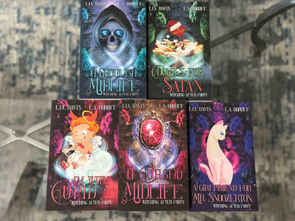 Witching After Forty Books 1-5 Signed by LA Boruff and Lia Davis with swag
