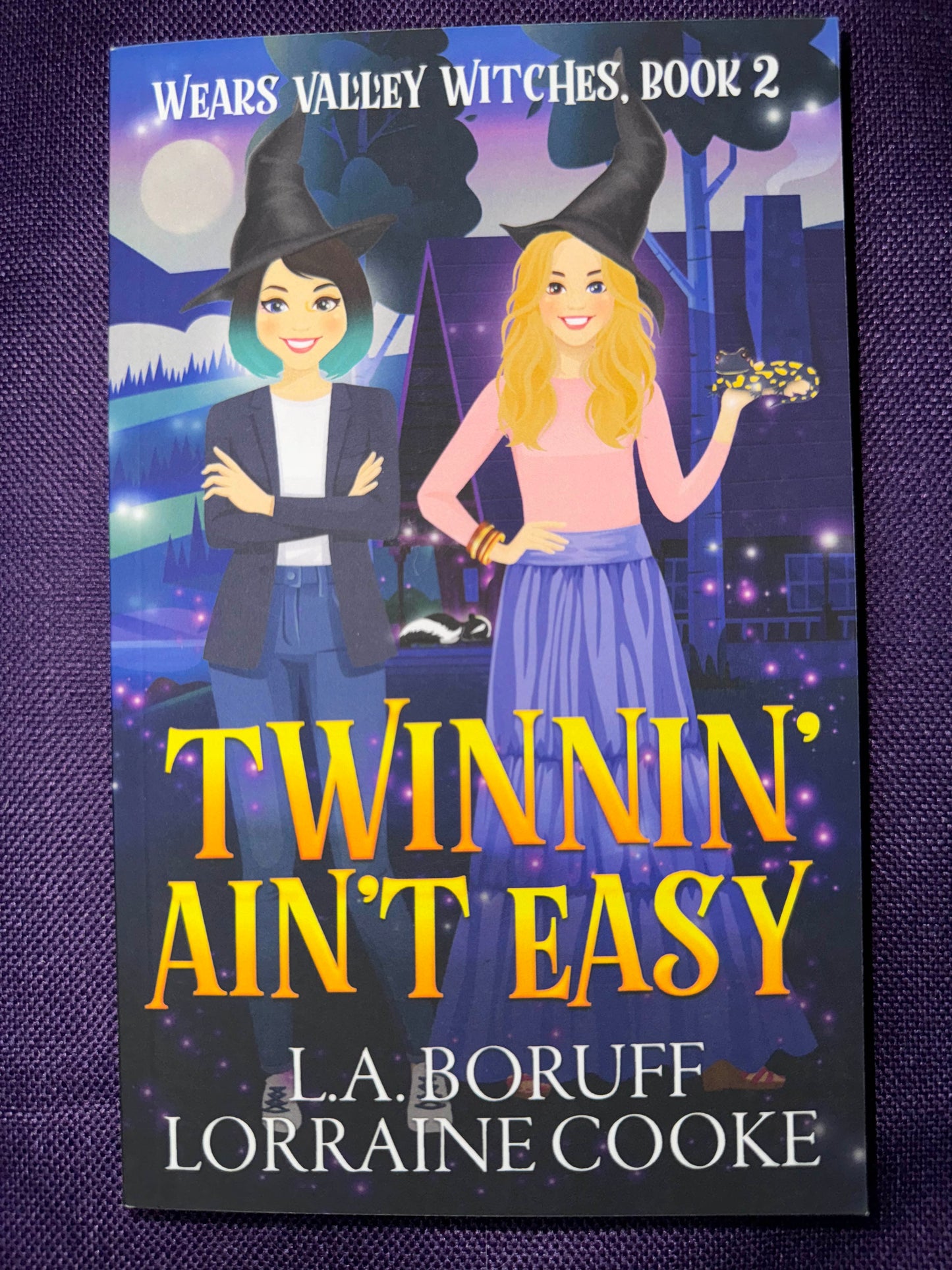 Twinnin' Ain't Easy: Wears Valley Witches Book 2 Paperback Signed by L.A. Boruff and Lorraine Cooke with swag pack